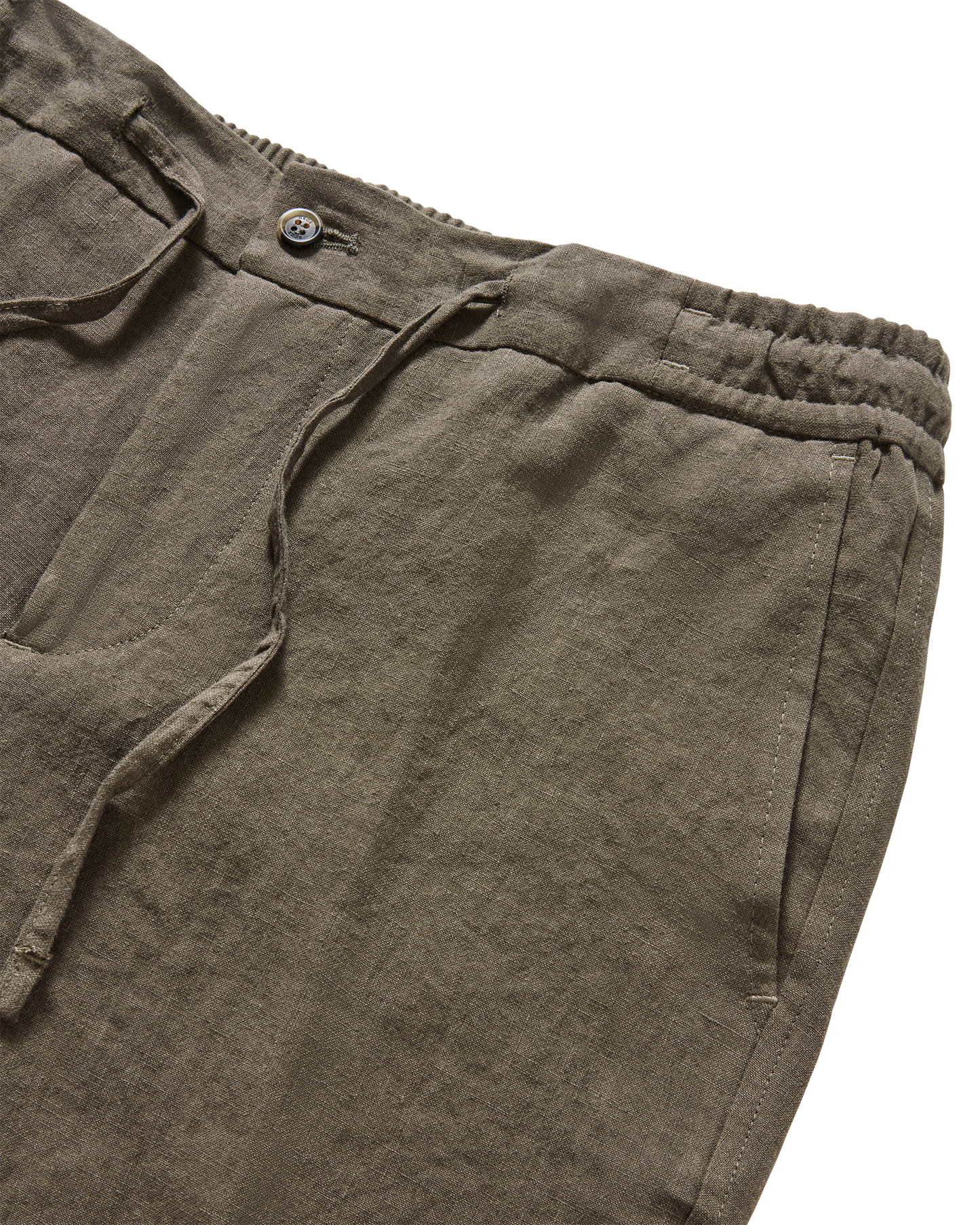 Linen Drawstring Shorts Olive