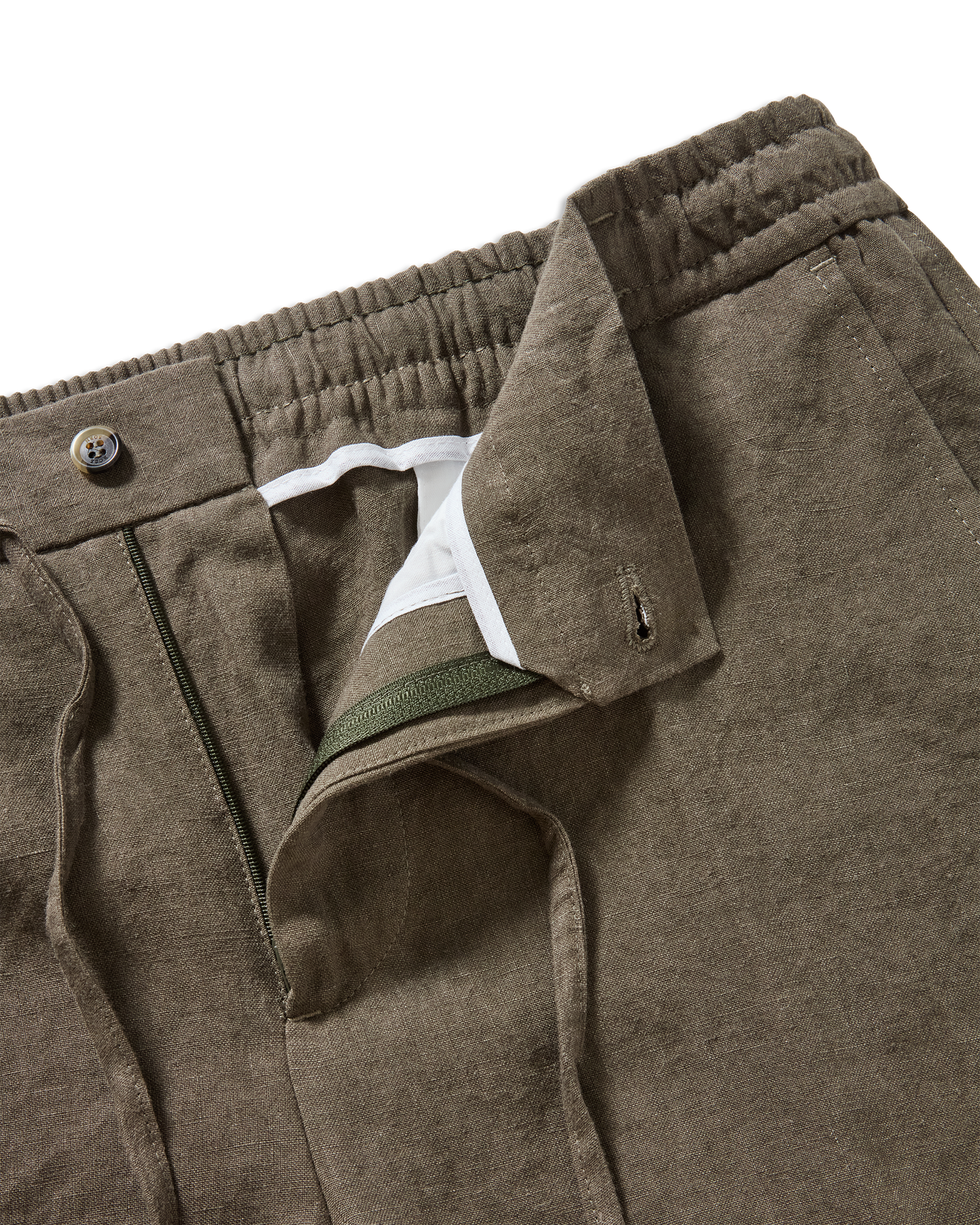 Linen Drawstring Shorts Olive