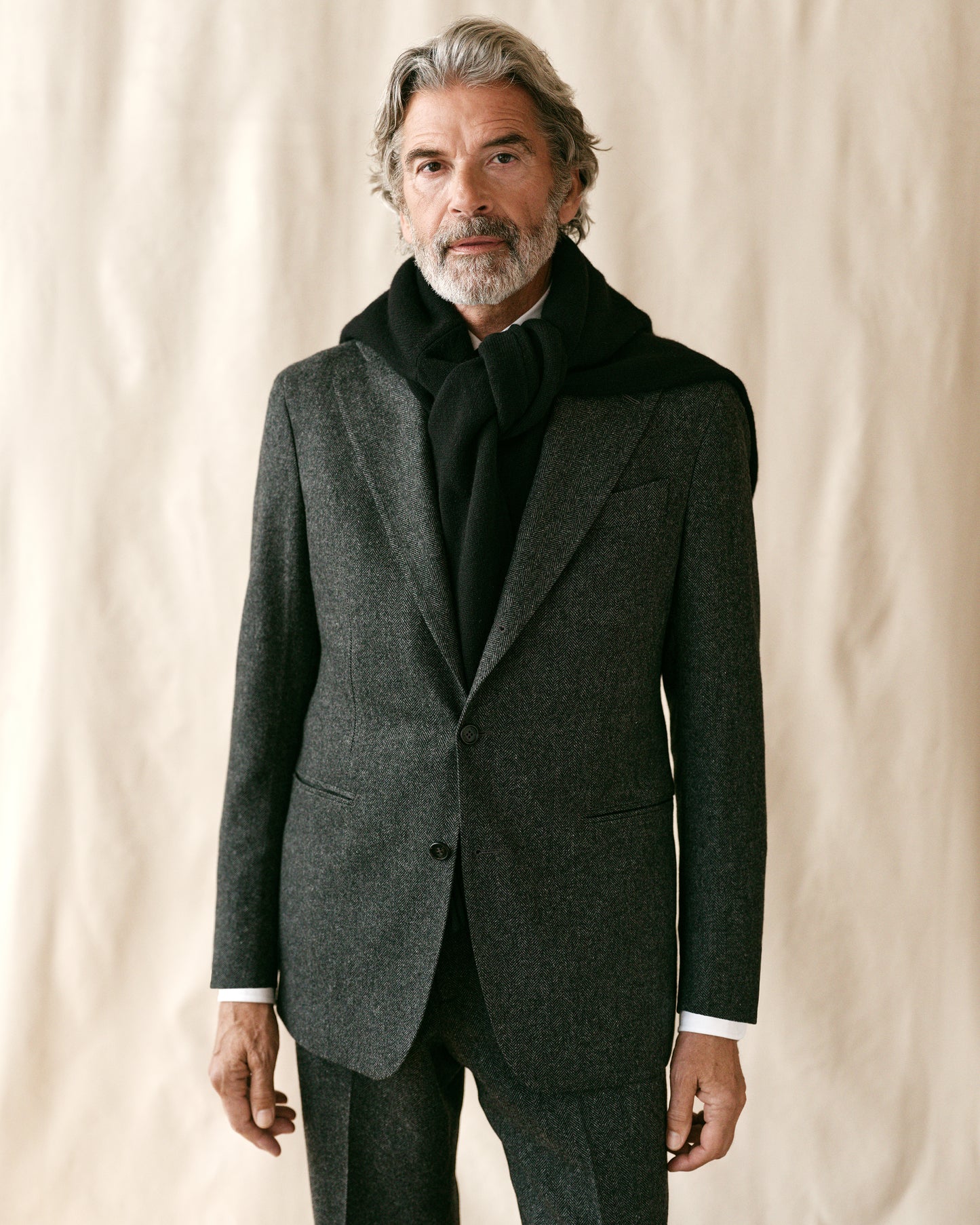 Herringbone Flannel Suit Grey