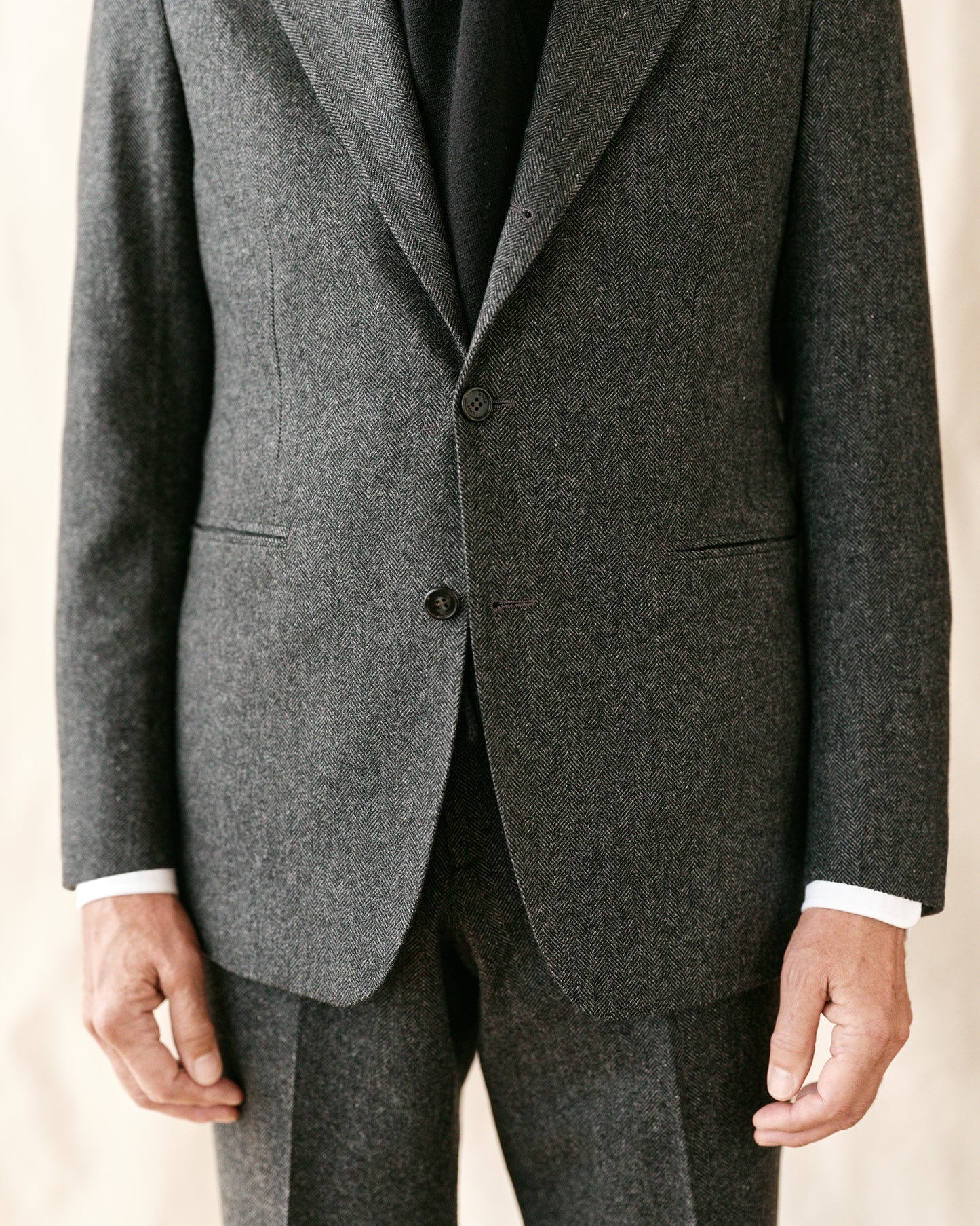 Herringbone Flannel Suit Grey