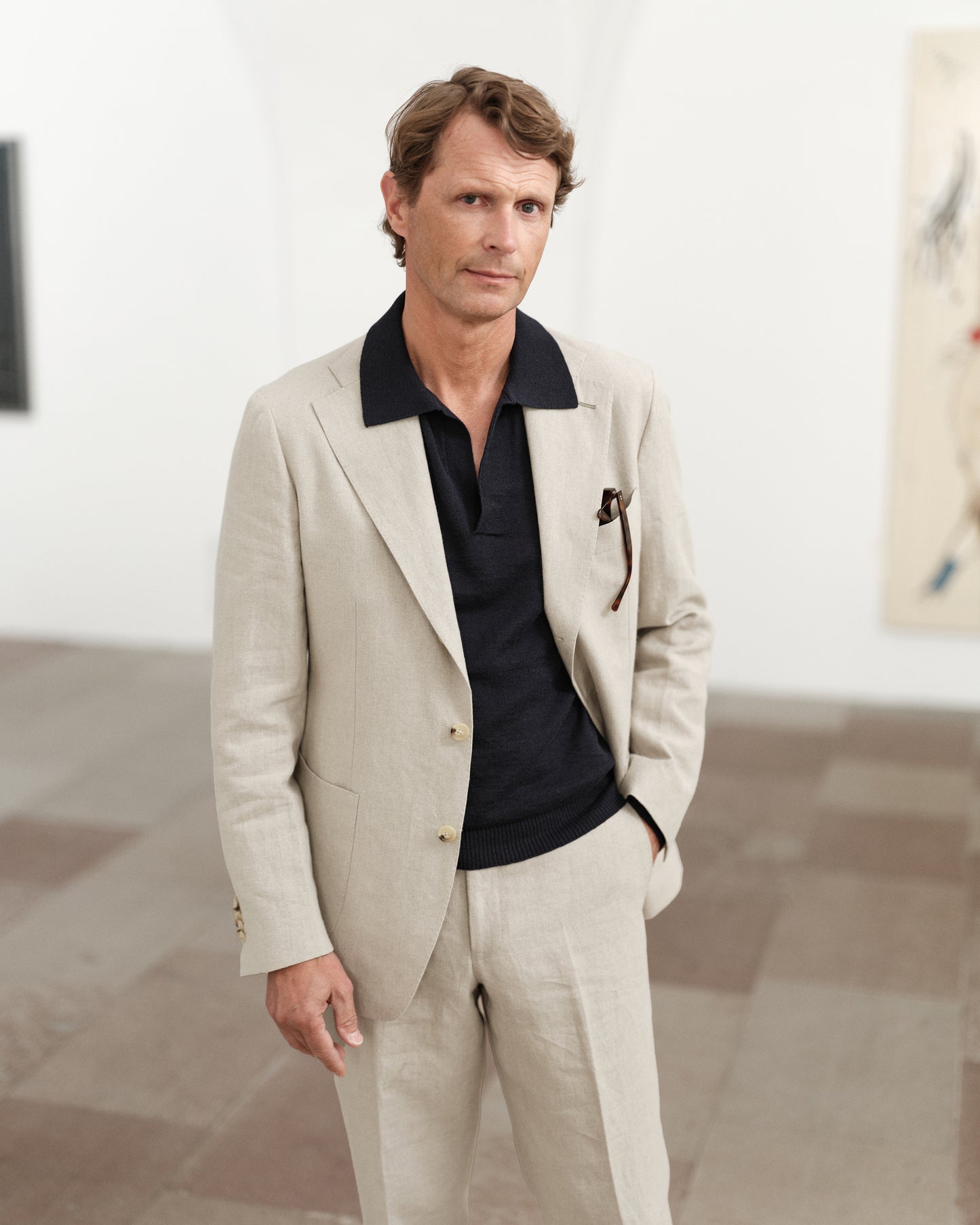 Kostym Linne Beige