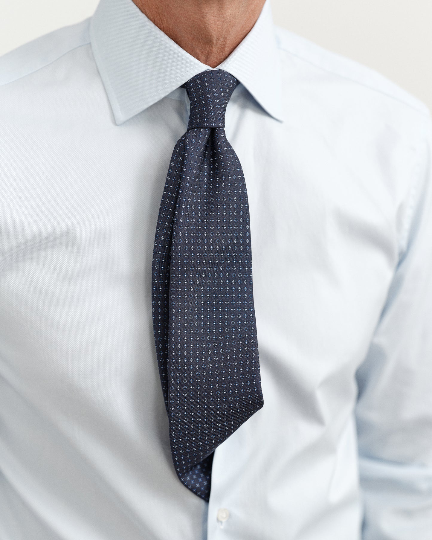 Silk Flower Print Tie Blue