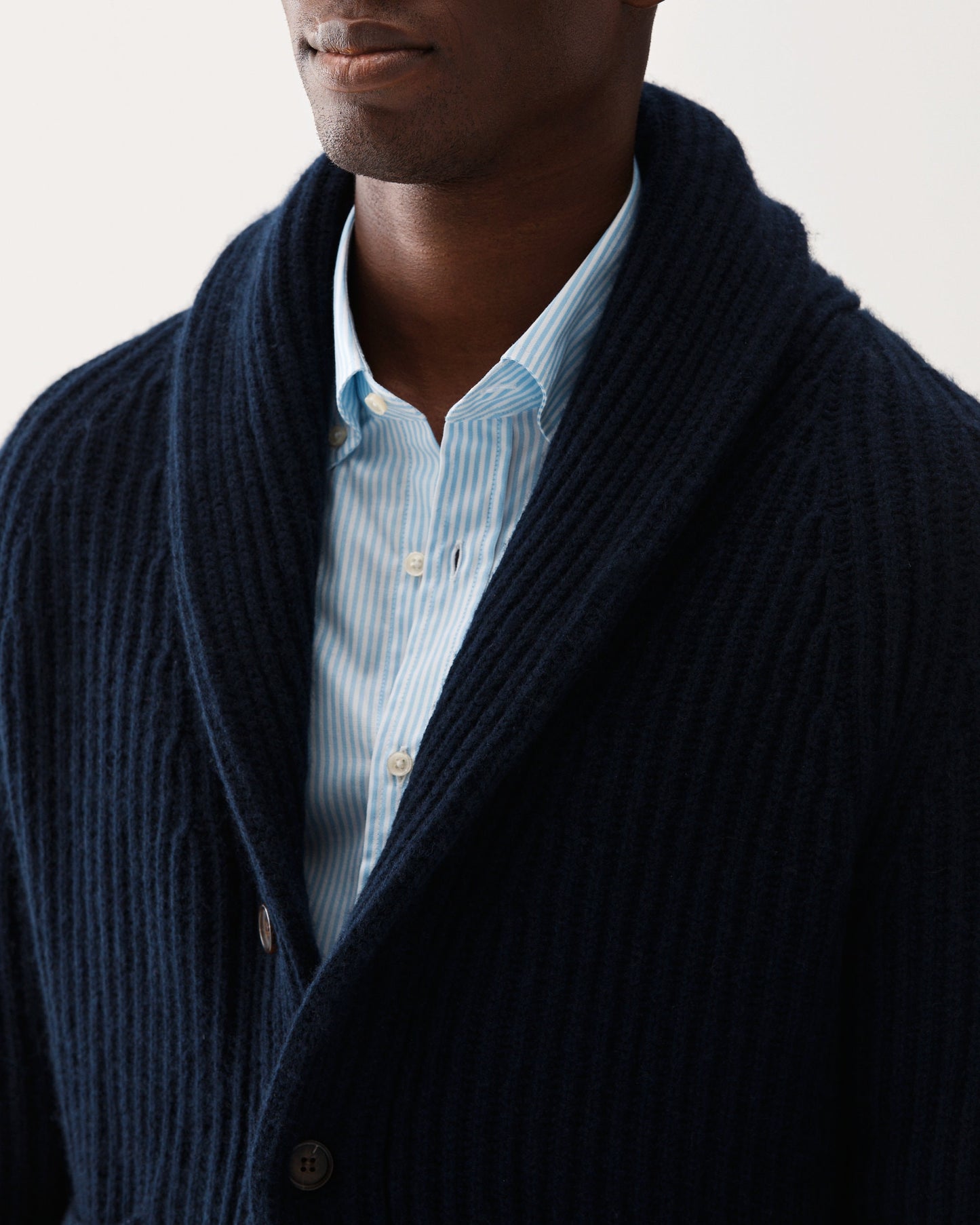Shawl Collar Cardigan Kashmir Marinblå