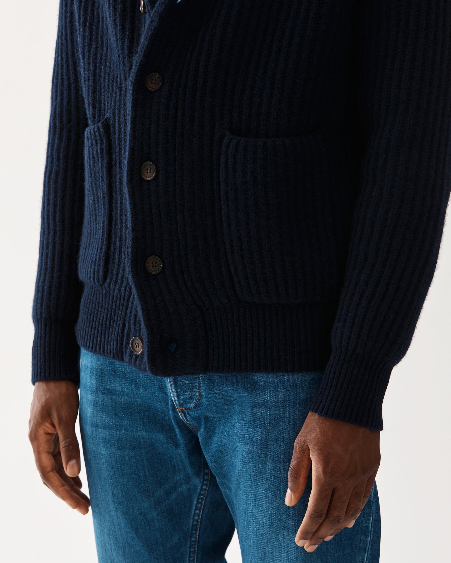 Shawl Collar Cardigan Kashmir Marinblå