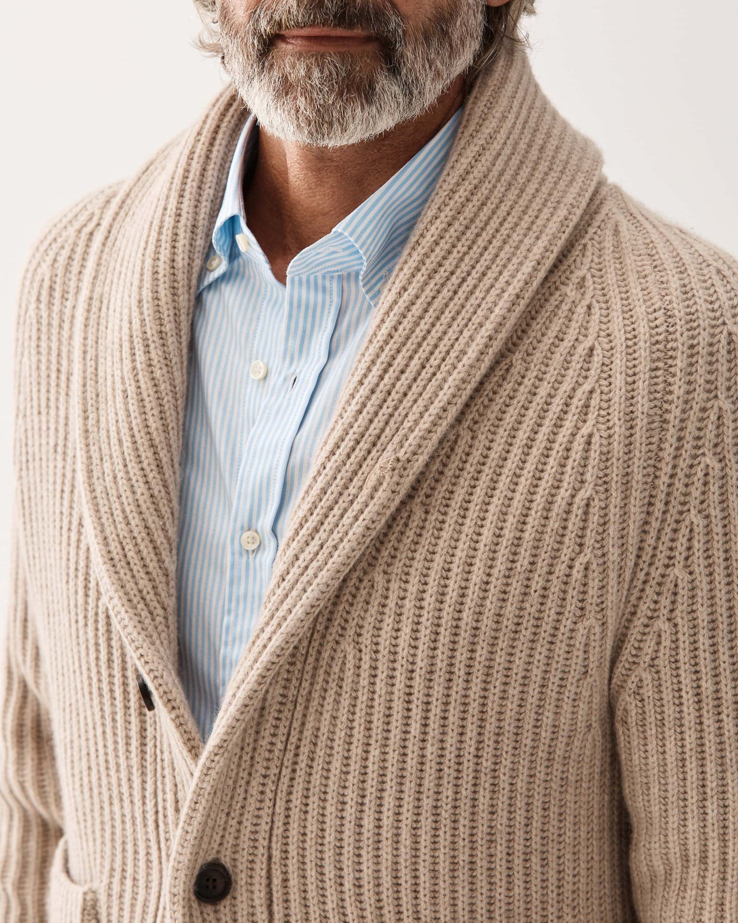 Shawl Collar Cardigan Kashmir Beige