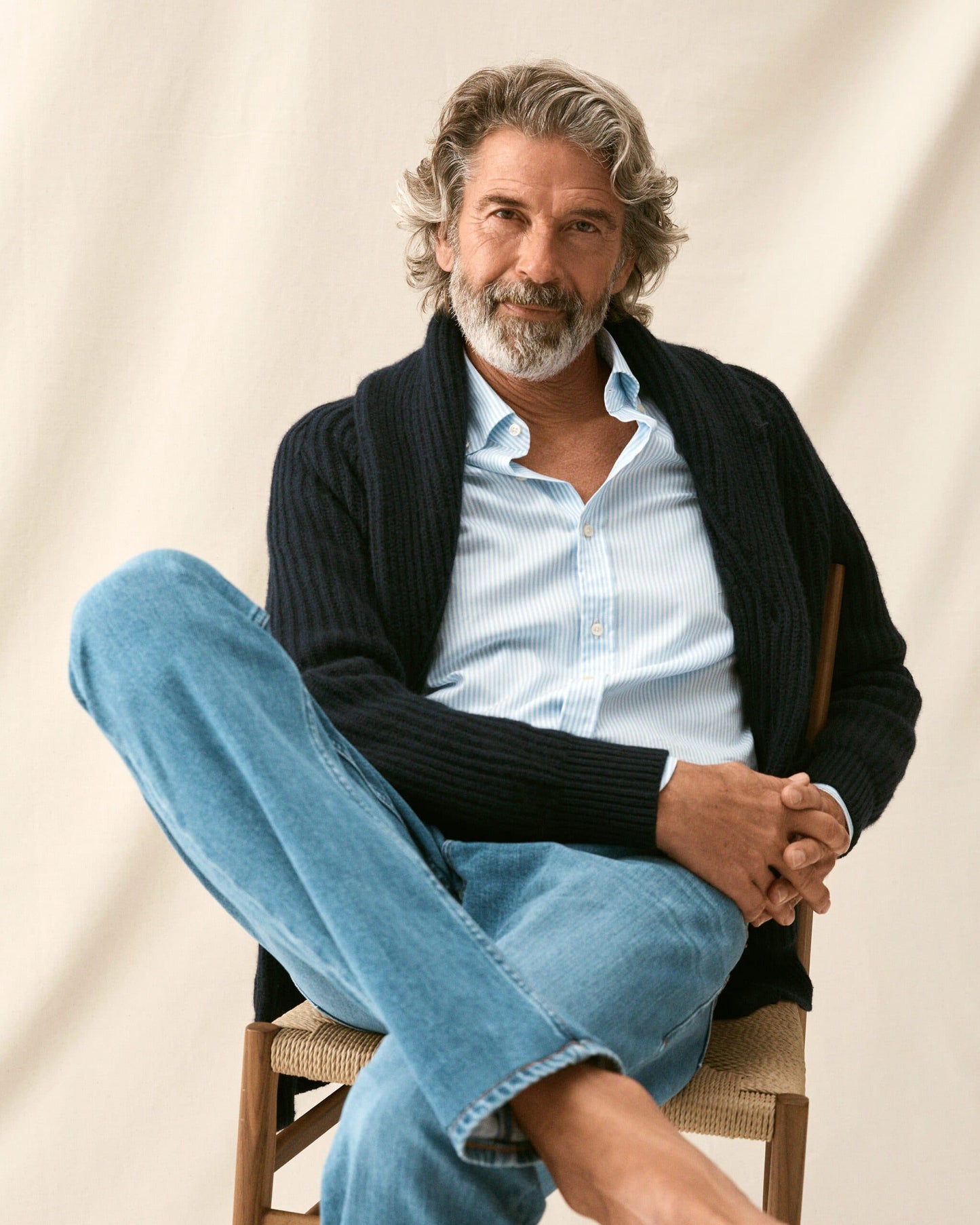 Shawl Collar Cardigan Kashmir Marinblå