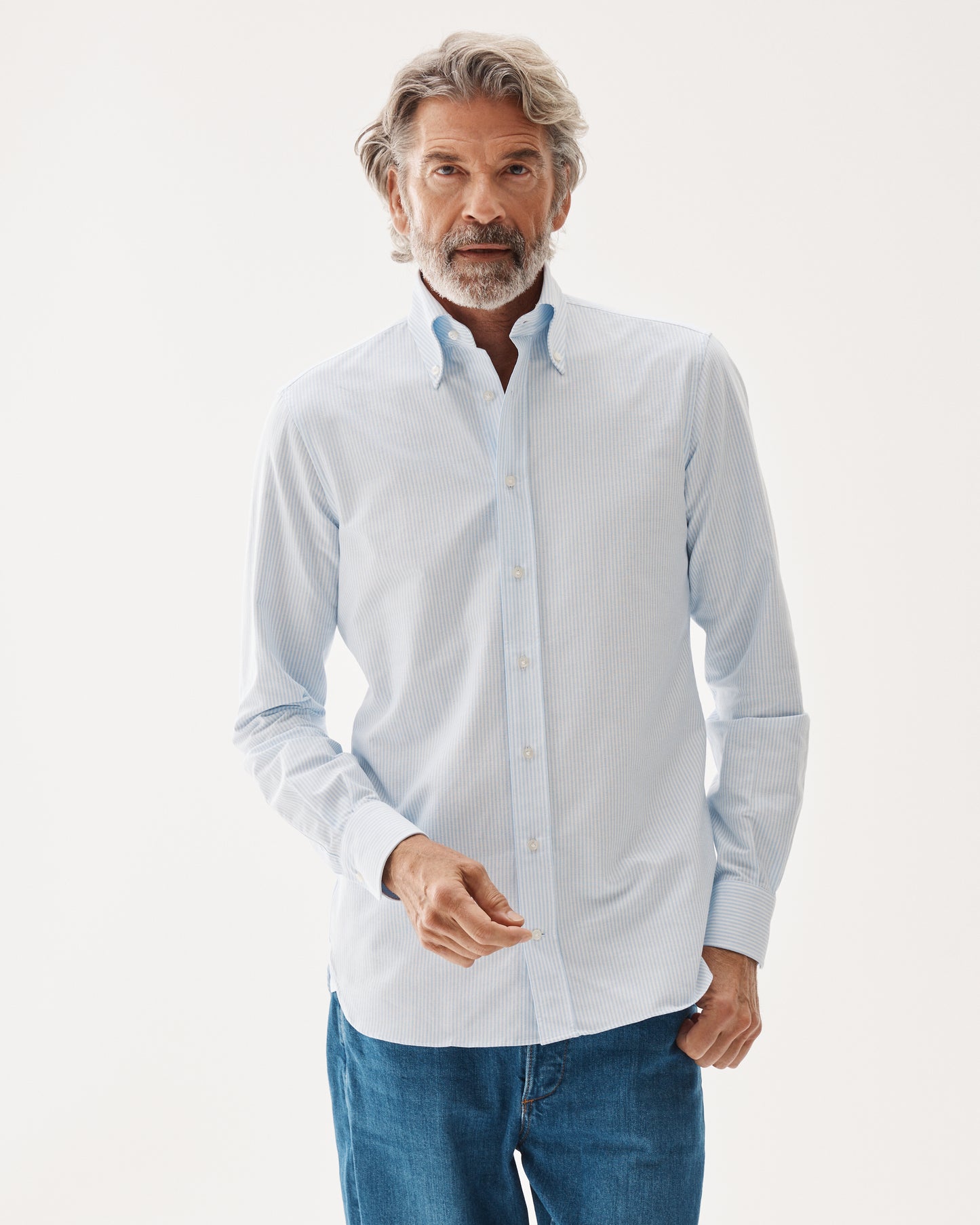 Oxford Button-Down Shirt Light Blue Stripe