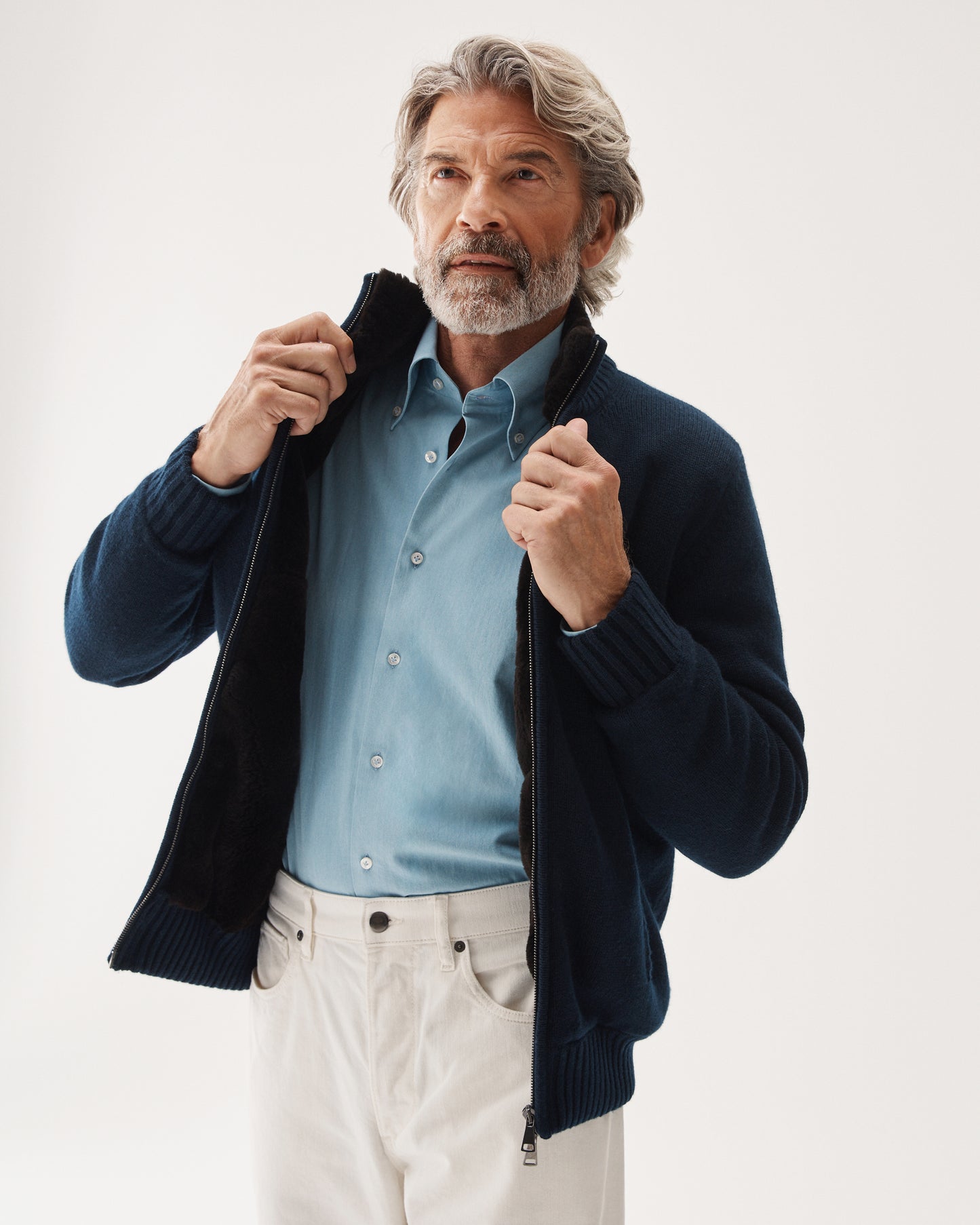 Pälsfodrad Blouson Kashmir Marinblå
