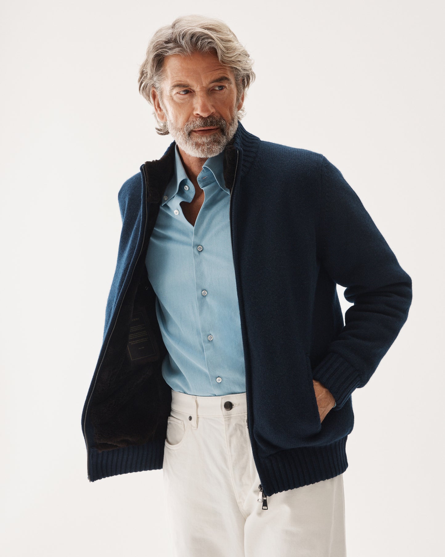 Pälsfodrad Blouson Kashmir Marinblå