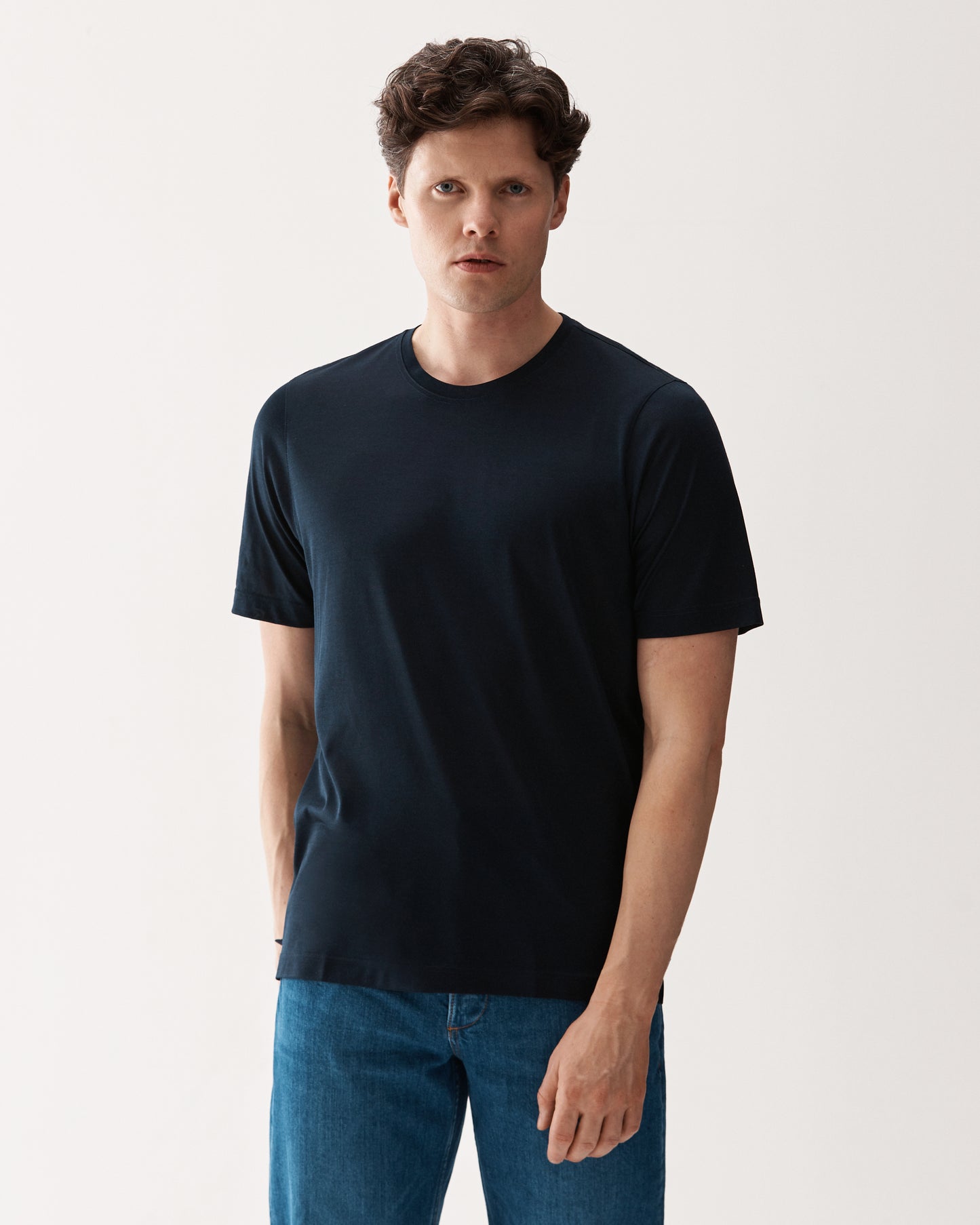 T-shirt Siden Marinblå