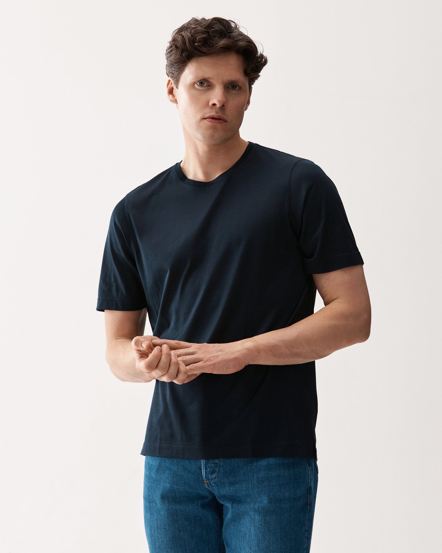 T-shirt Siden Marinblå