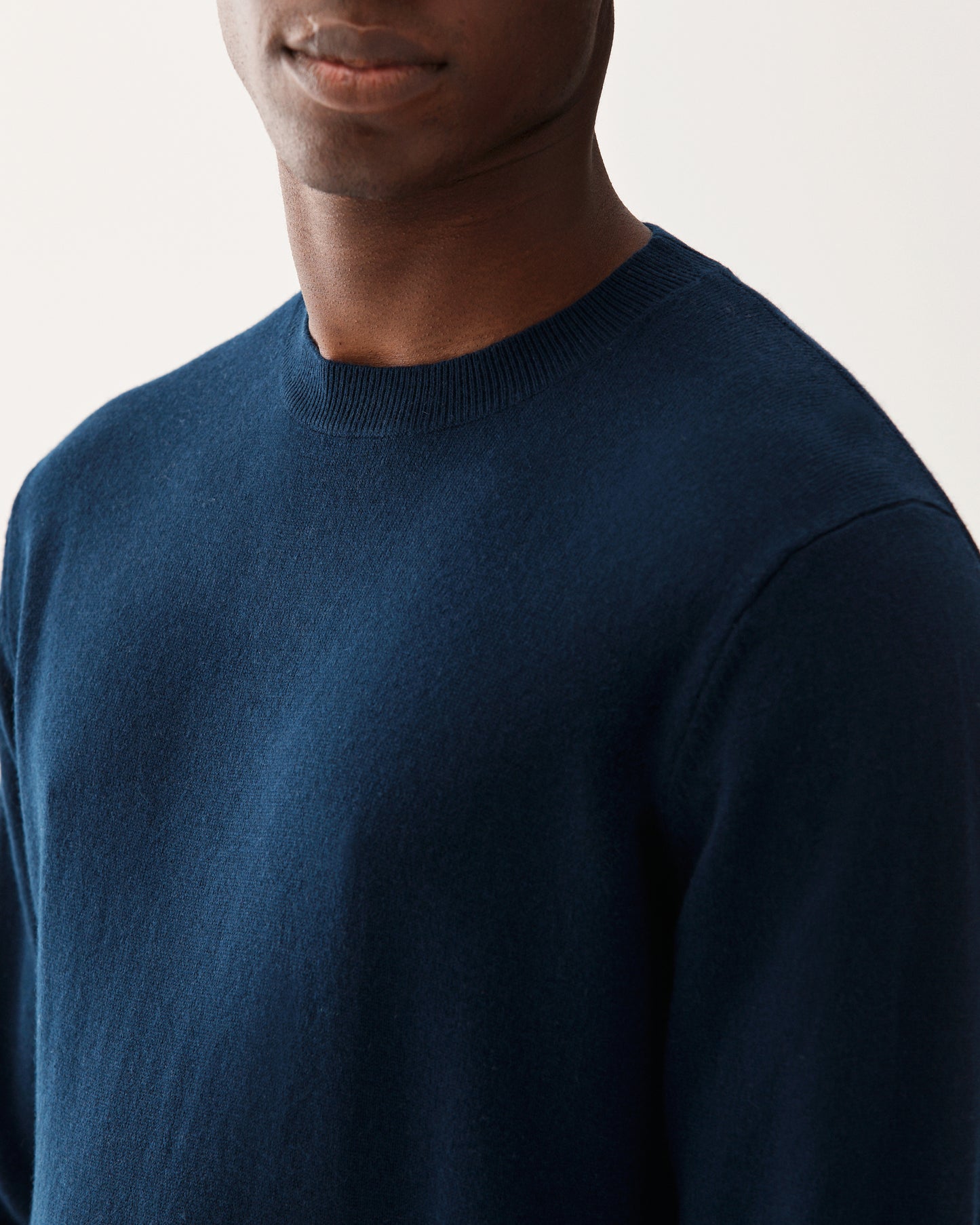 Tröja Rundhals Merino Kashmir Marinblå