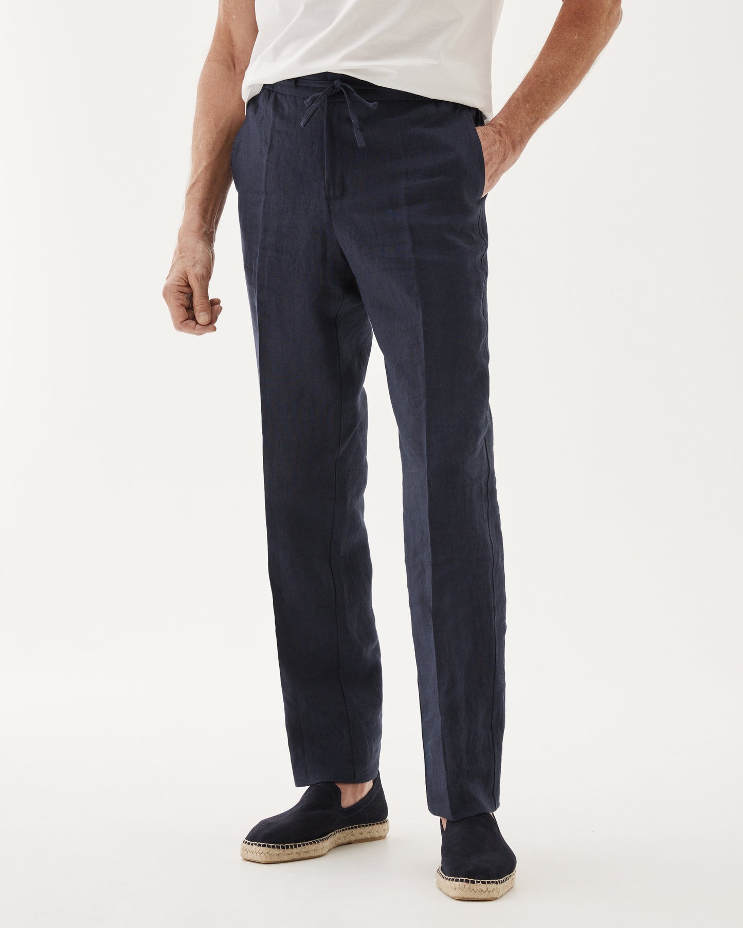 Linen Drawstring Trouser Navy
