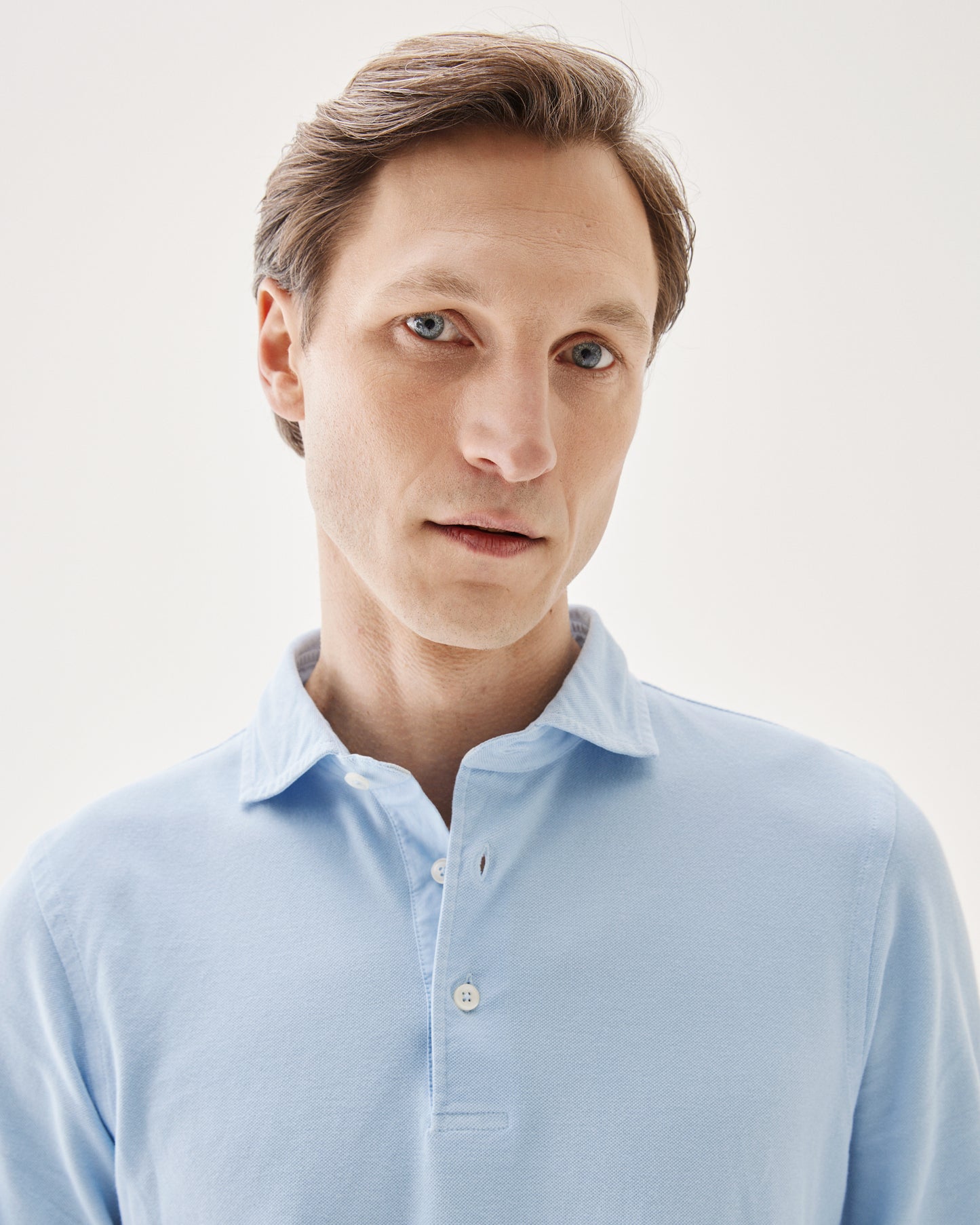Polo Shirt Long Sleeve Slate Blue