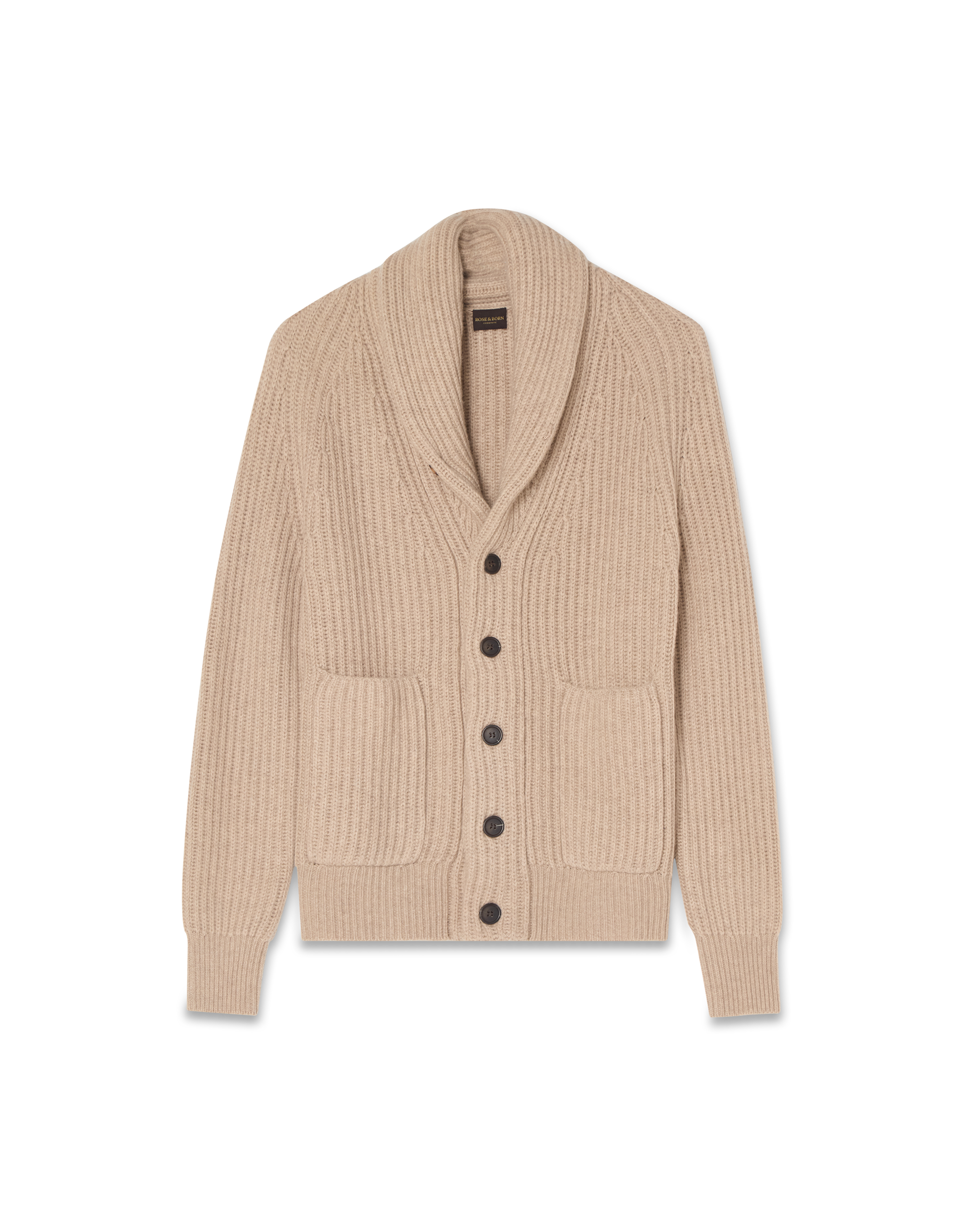 Shawl Collar Cashmere Cardigan Beige – Rose Born
