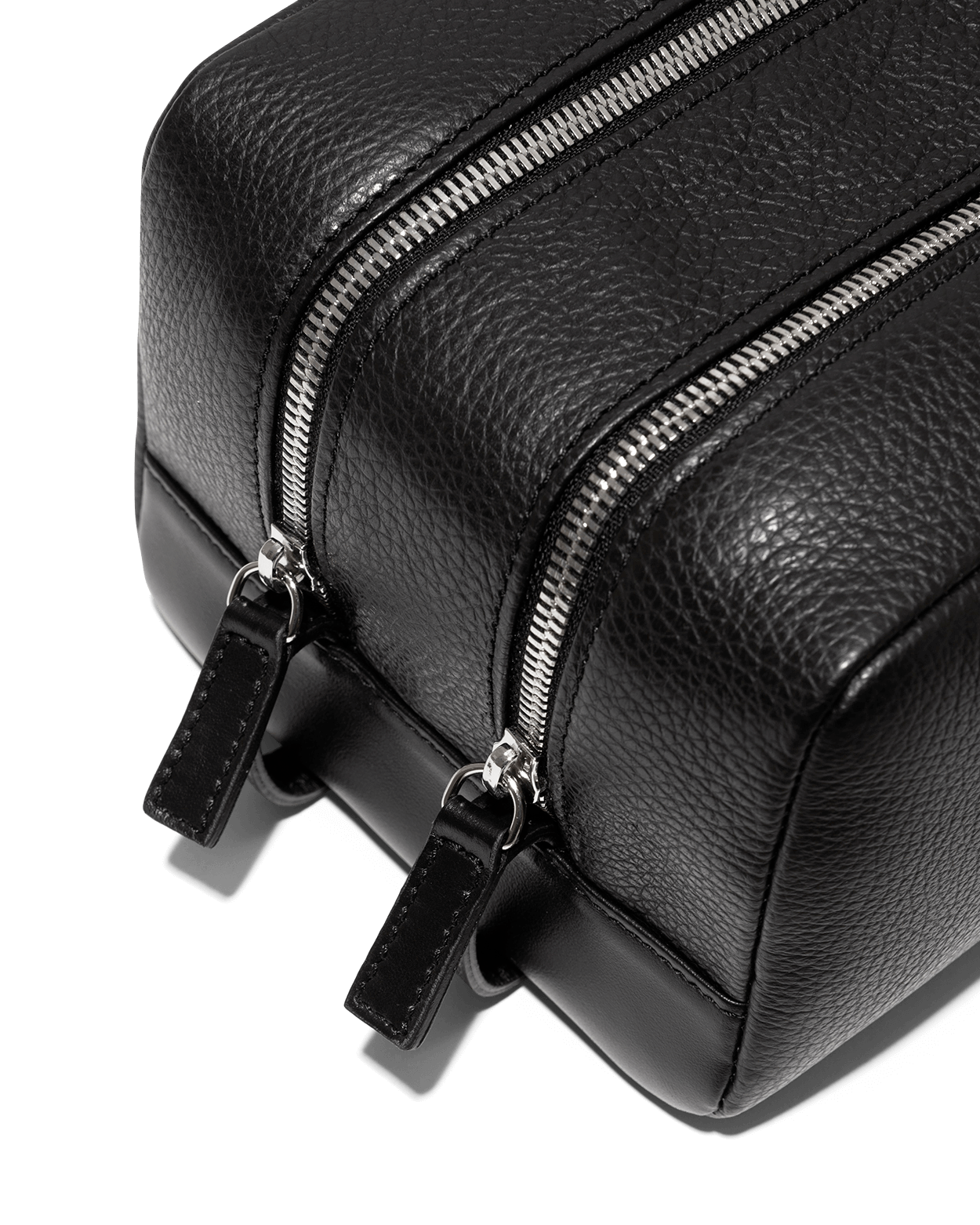 Calf Leather Wash Bag Double Compartment Black