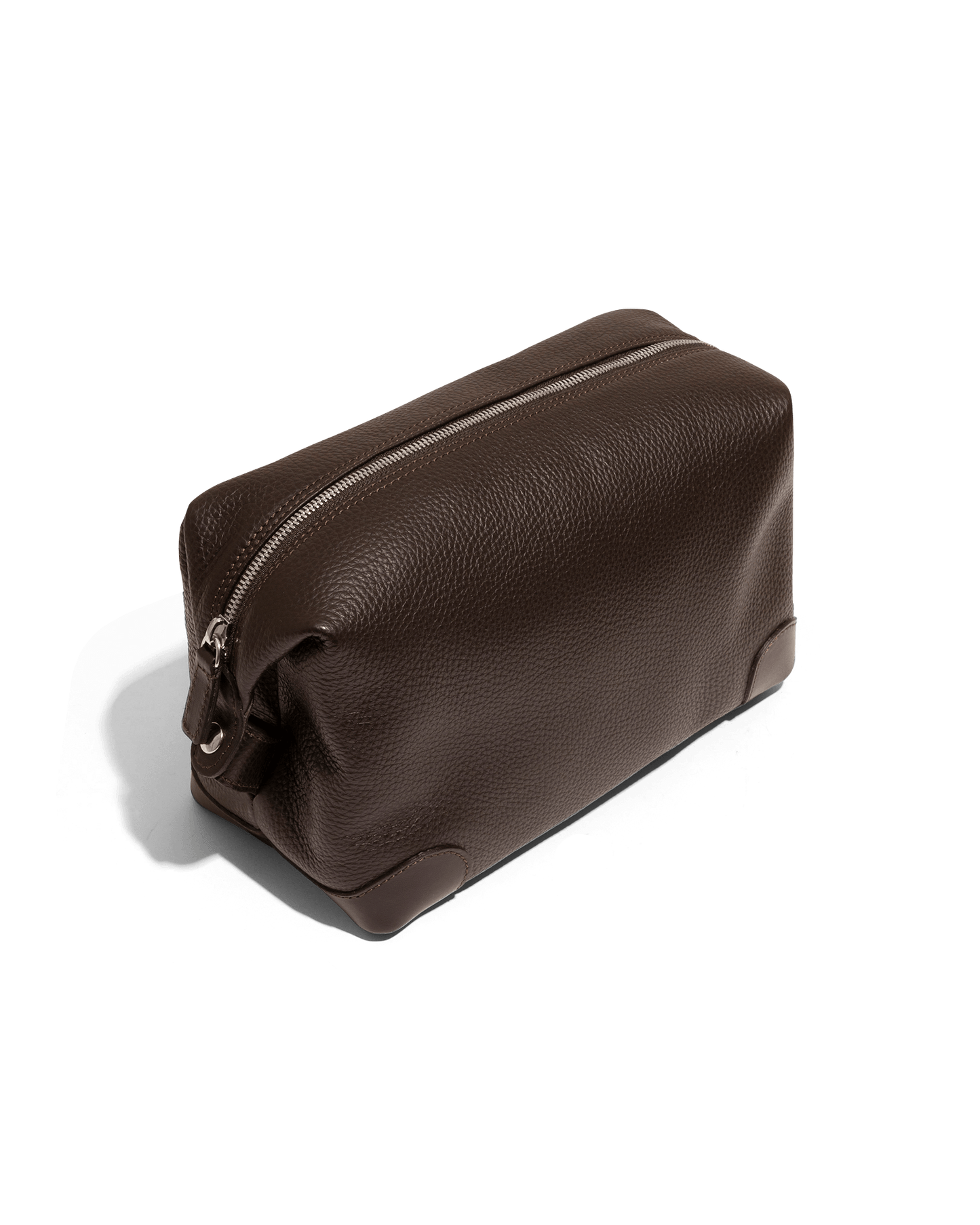 Calf Leather Wash Bag Single Compartment Brown