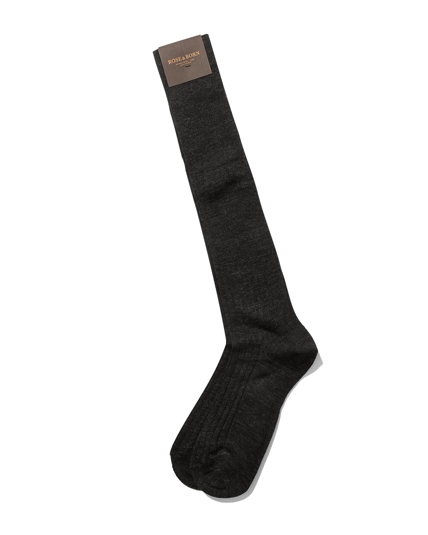 Wool Knee Socks Dark Grey