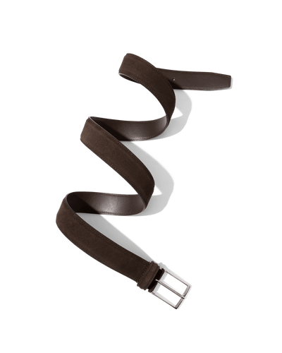 Suede Calf Leather Belt Brown