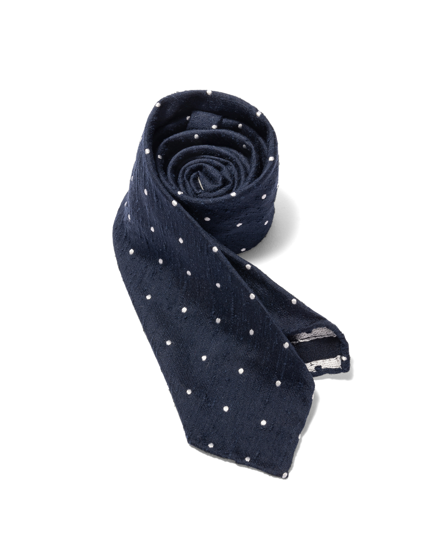 Silk Shantung Dot Tie Navy