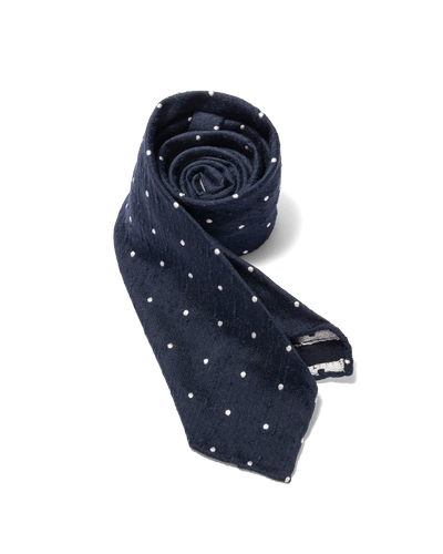 Silk Shantung Dot Tie Navy