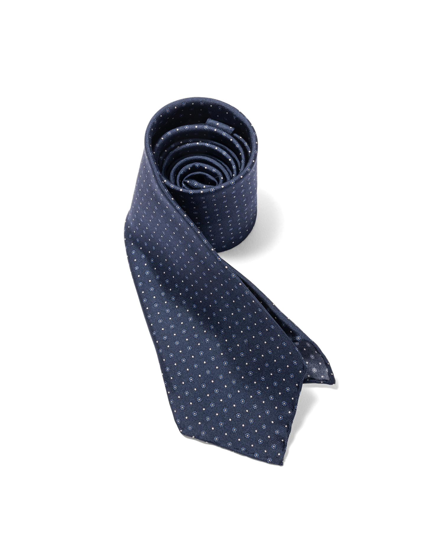 Silk Floral Print Tie Blue