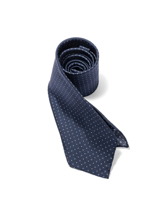 Silk Floral Print Tie Blue