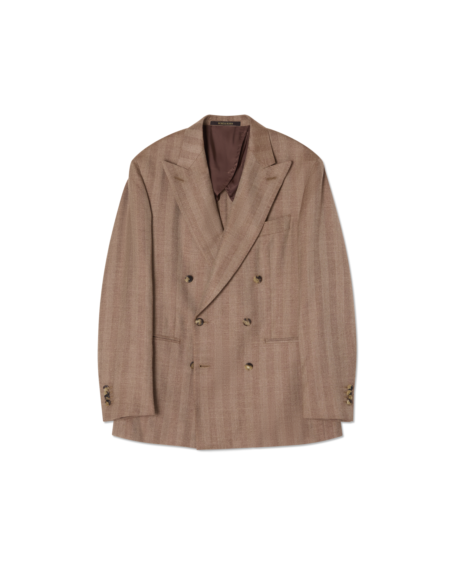 Double Breasted Herringbone Suit Brown