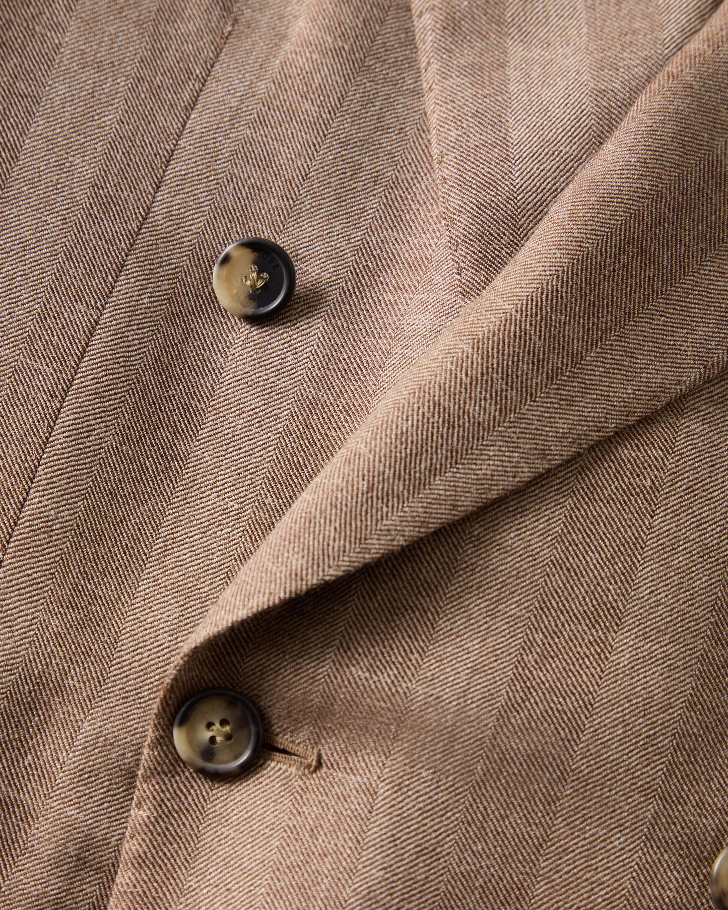 Double Breasted Herringbone Suit Brown