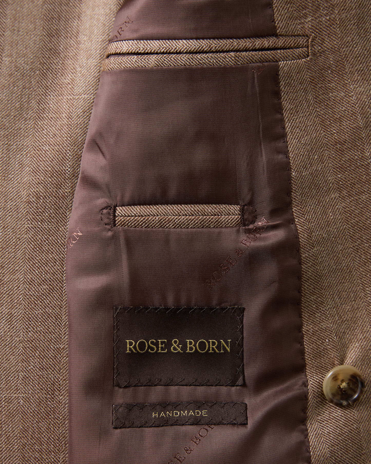 Double Breasted Herringbone Suit Brown