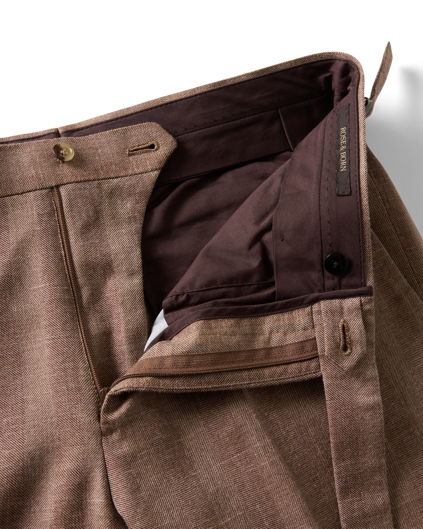 Double Breasted Herringbone Suit Brown