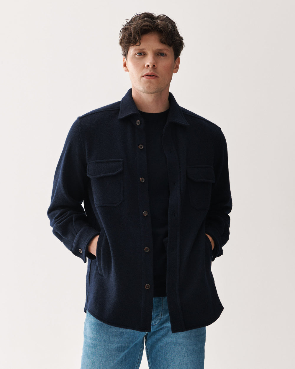 Shirt Wool Blend Jacket Navy