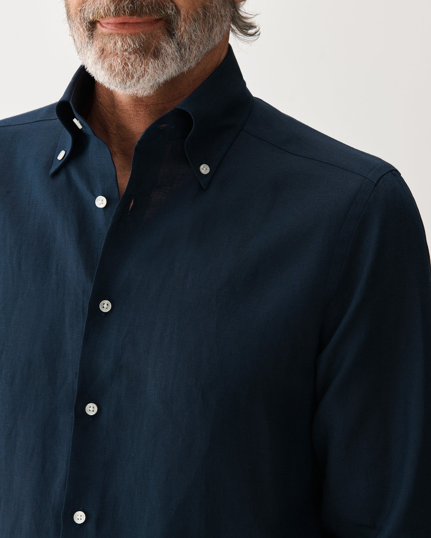 Linen Button-Down Shirt Navy