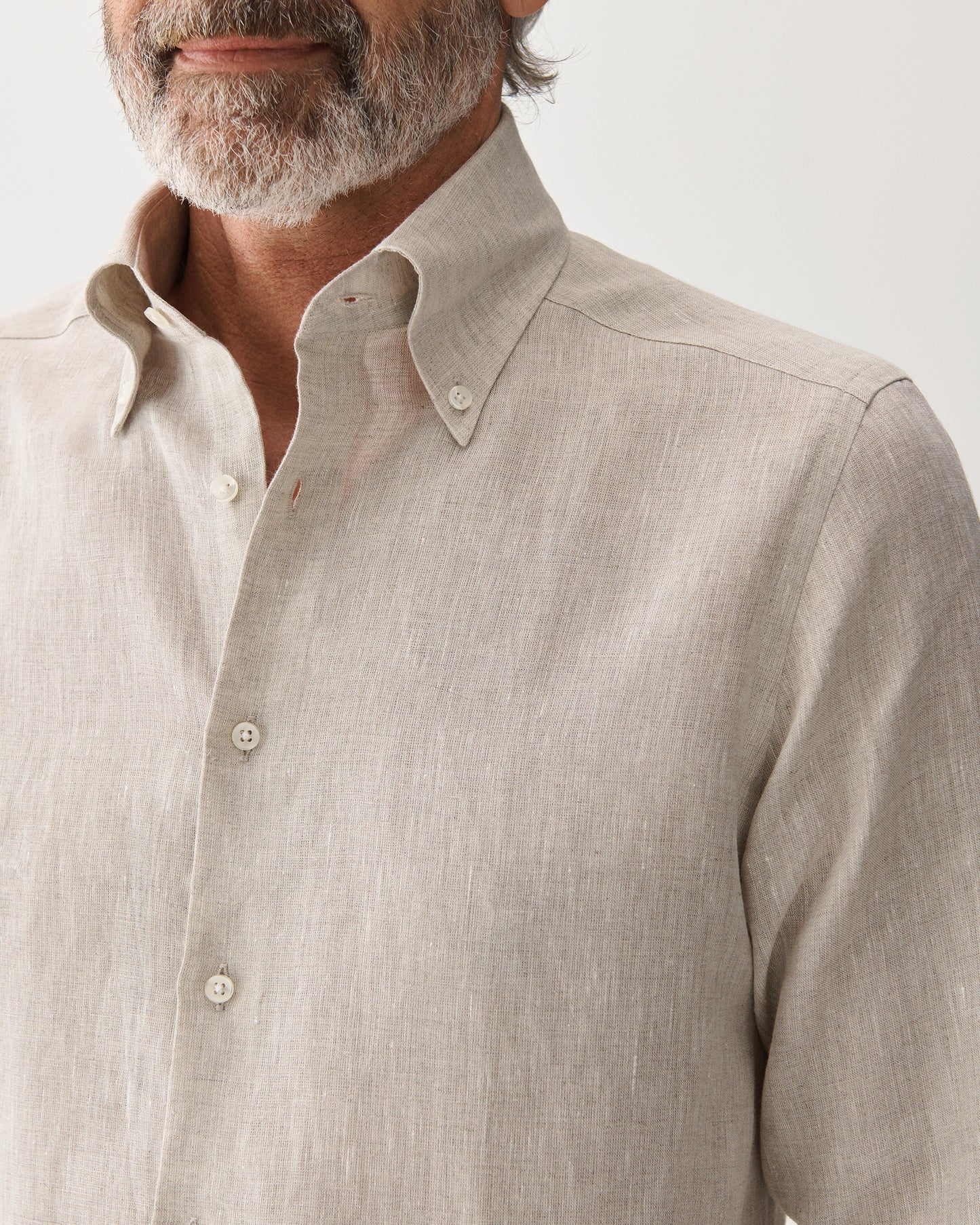 Skjorta Button-Down Linne Sand