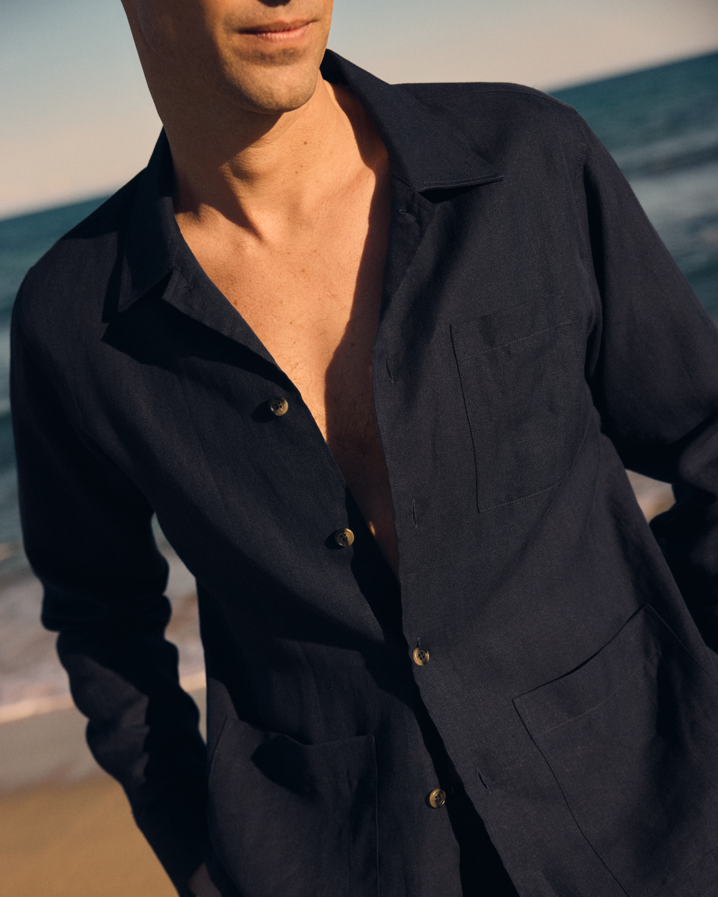 Herringbone Resort Shirt Navy