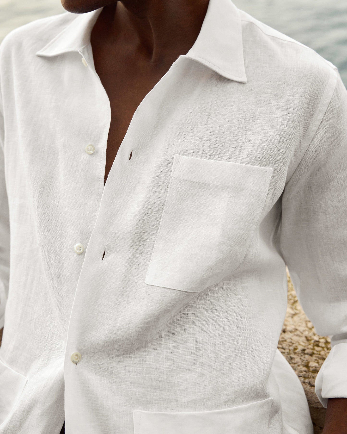 Linen Resort Shirt White