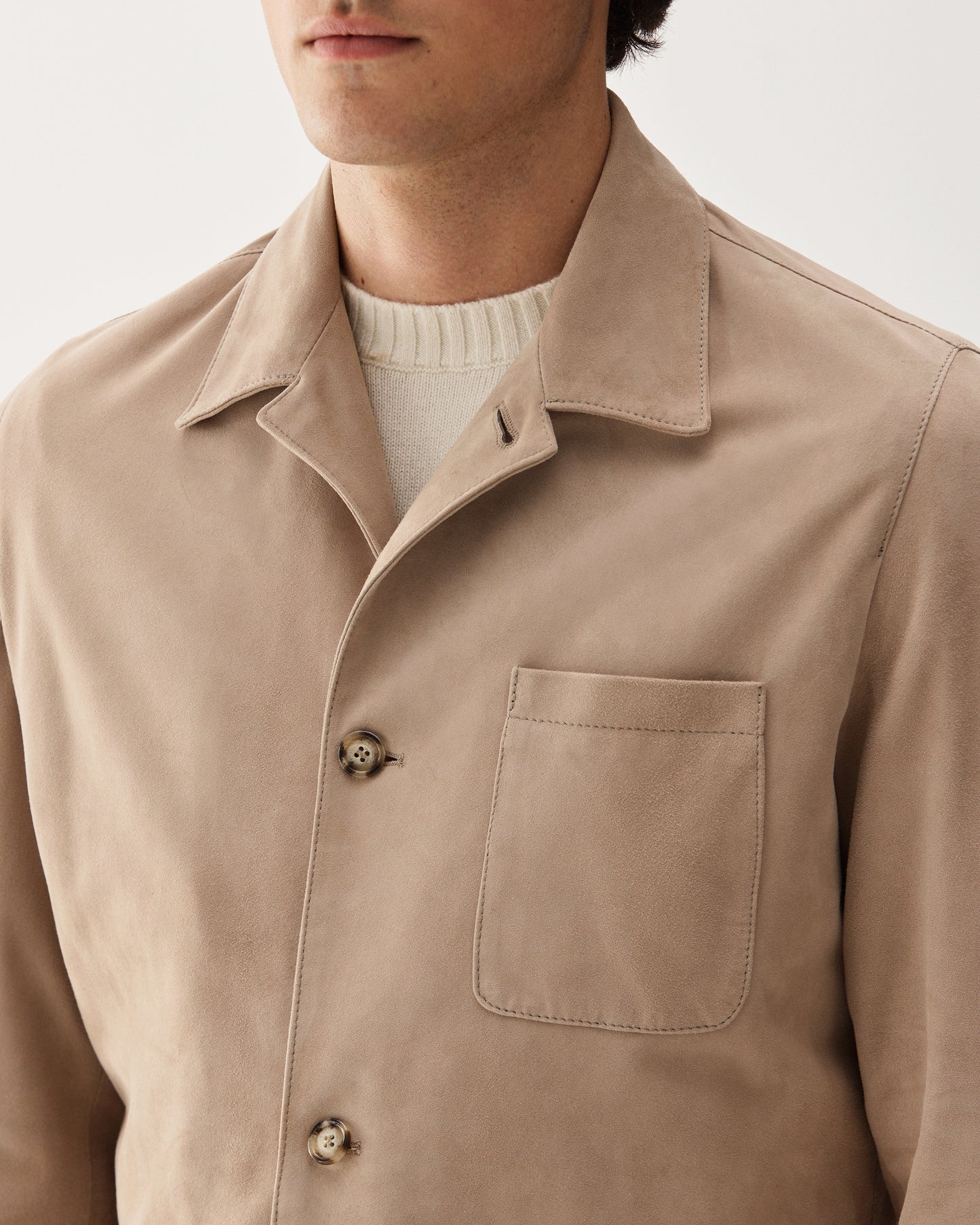 Suede Overshirt Jacket Beige