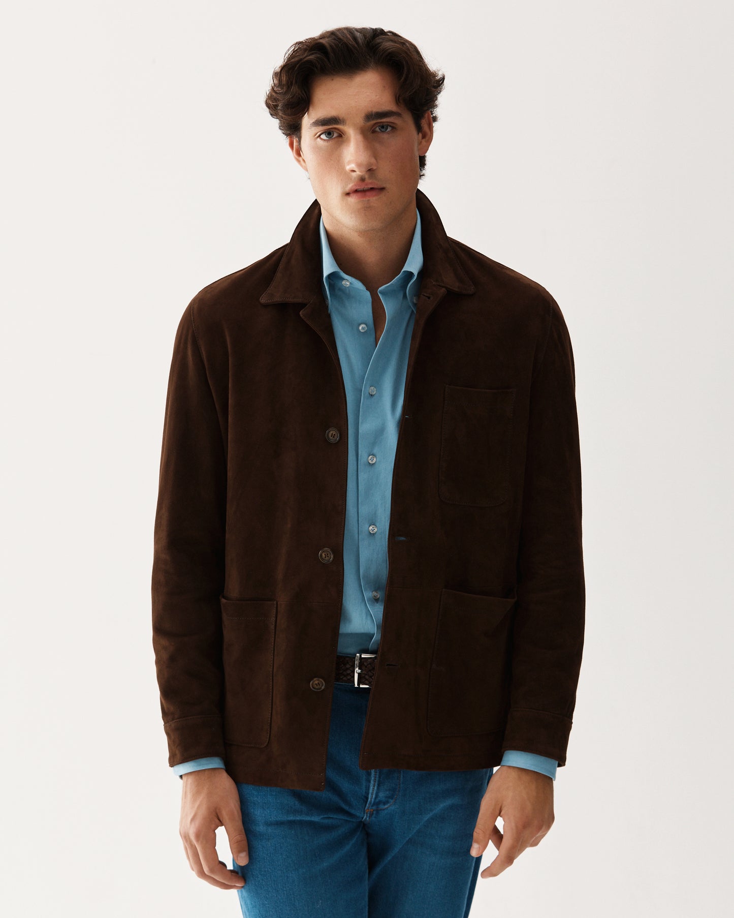 Suede Overshirt Jacket Brown