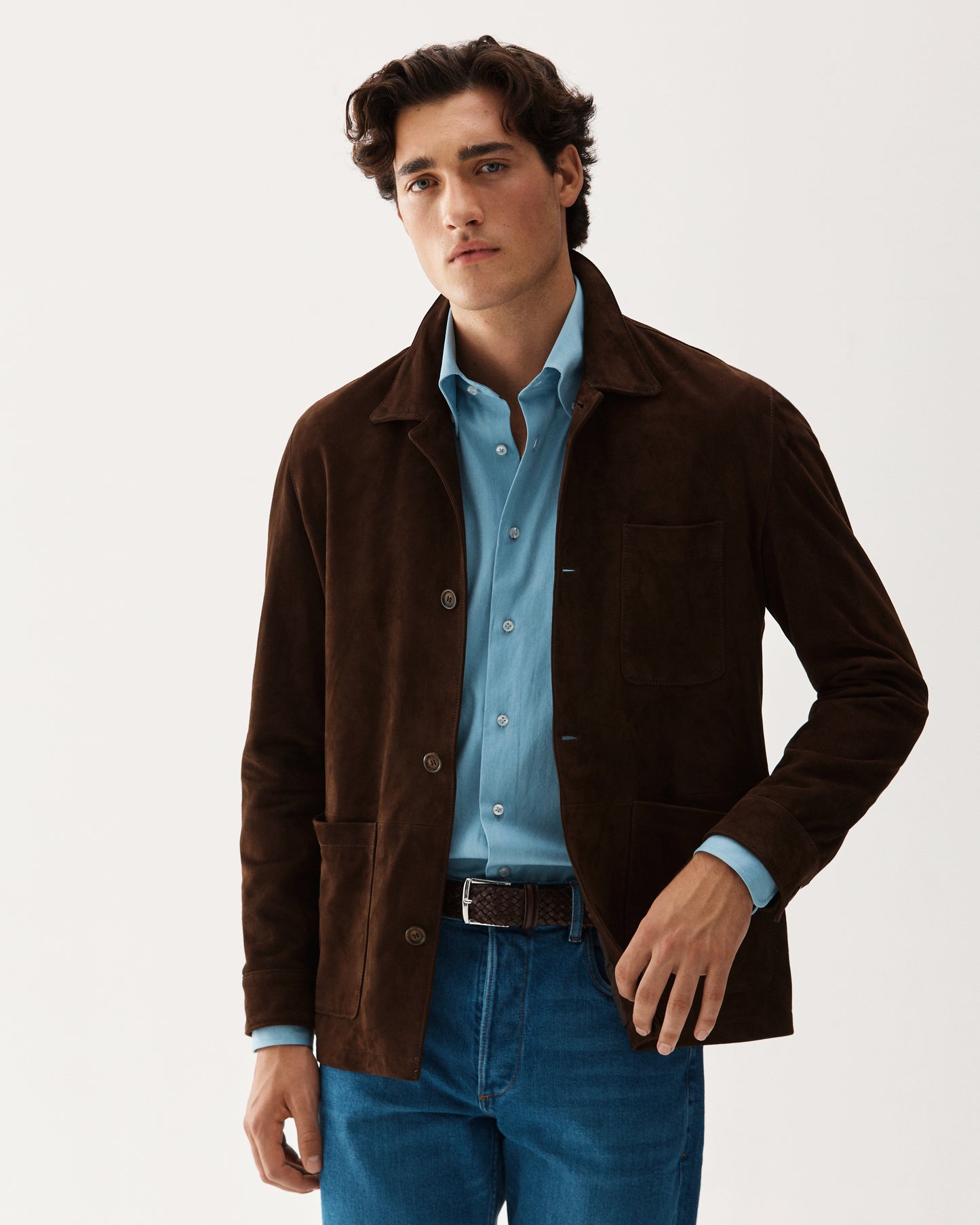 Suede Overshirt Jacket Brown