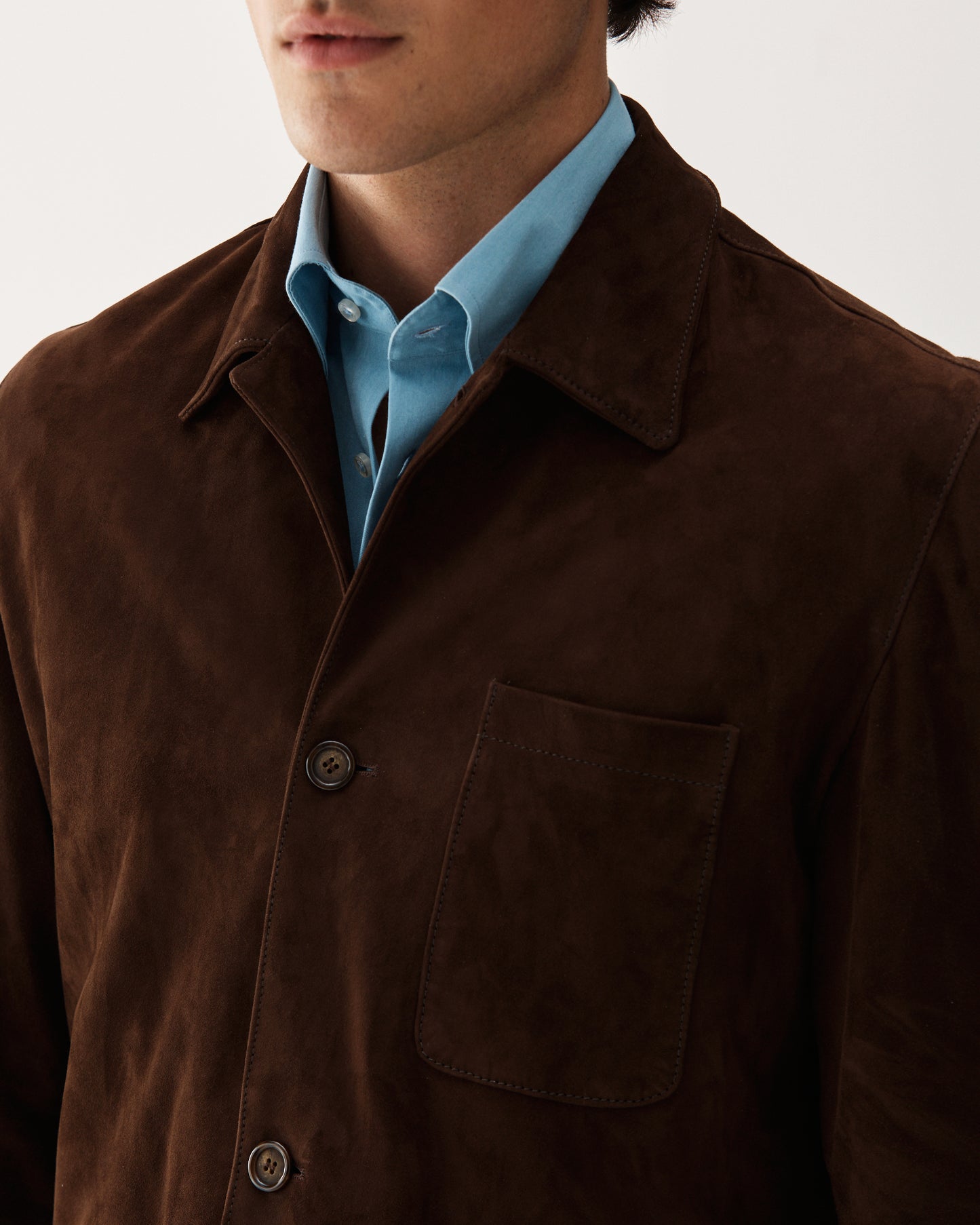 Suede Overshirt Jacket Brown