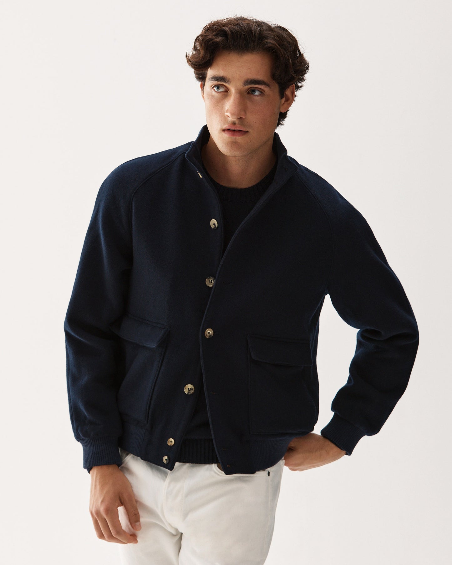 A1 Wool Bomber Jacket Navy