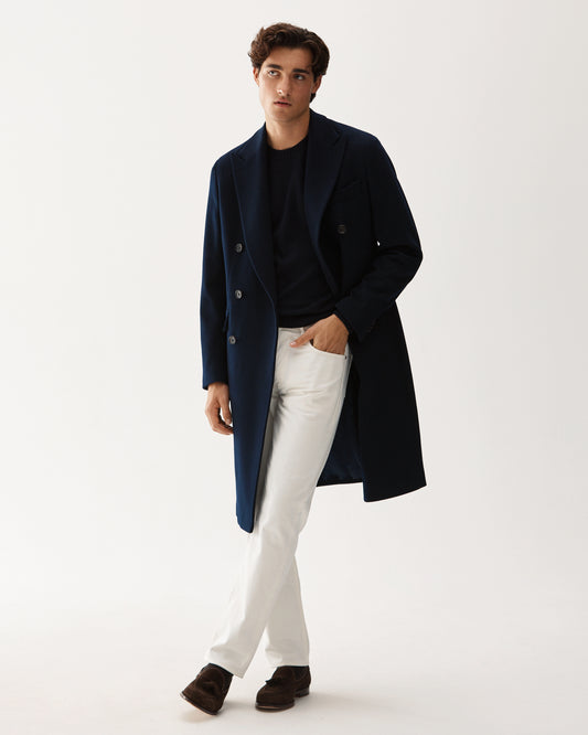 Double Breasted Wool Coat Navy