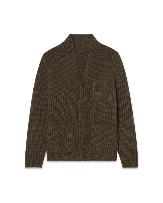 Knitted Wool Jacket Forest Green