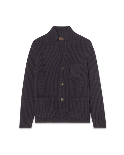 Knitted Wool Jacket Navy