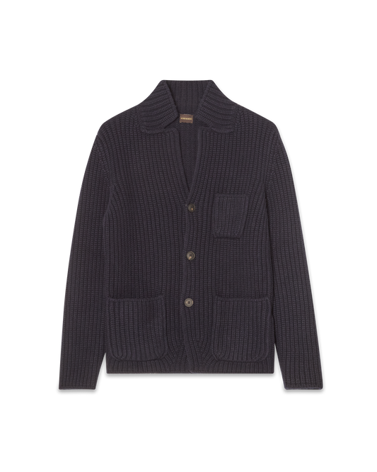 Knitted Wool Jacket Navy