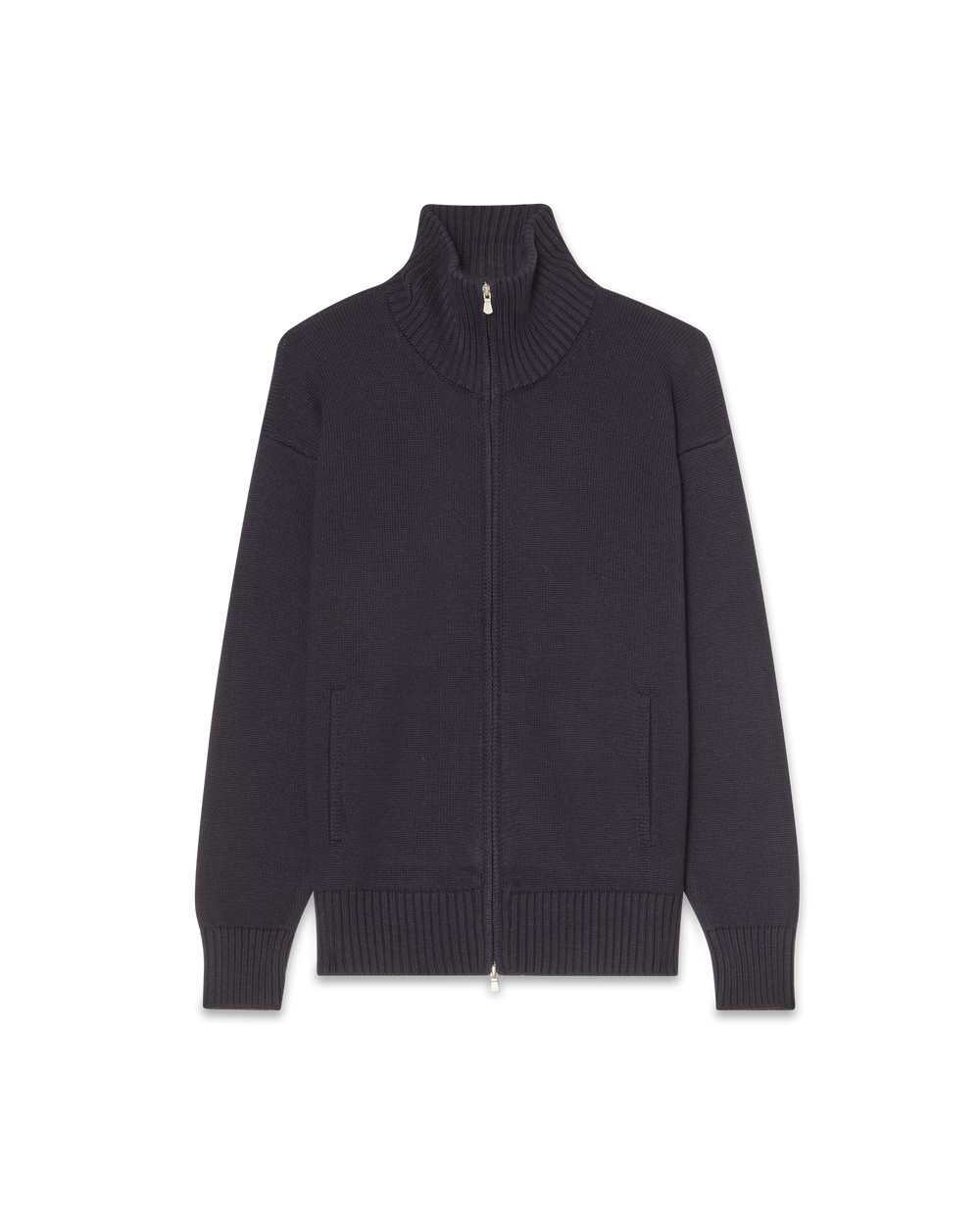 Full-Zip Wool Sweater Navy