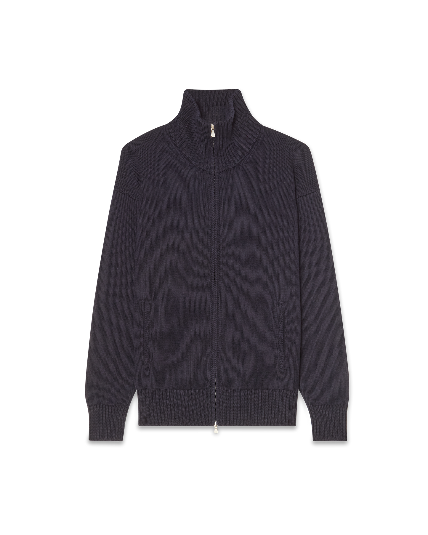 Full-Zip Wool Sweater Navy