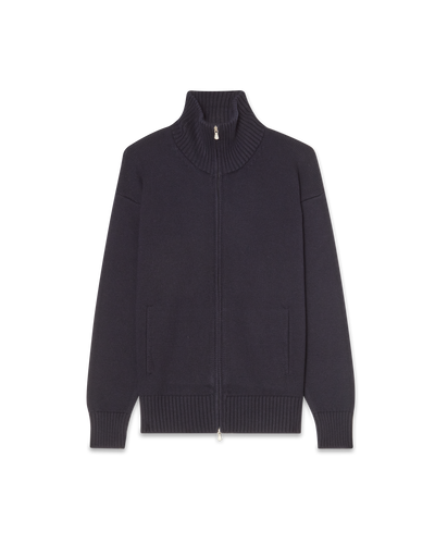 Full-Zip Wool Sweater Navy