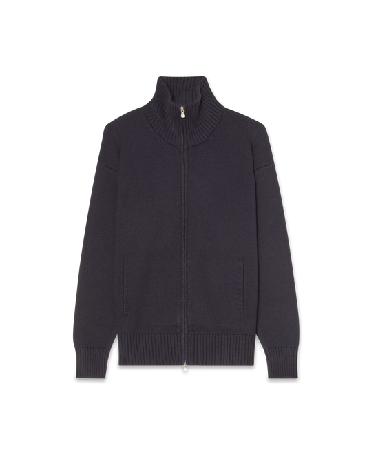 Full-Zip Wool Sweater Navy