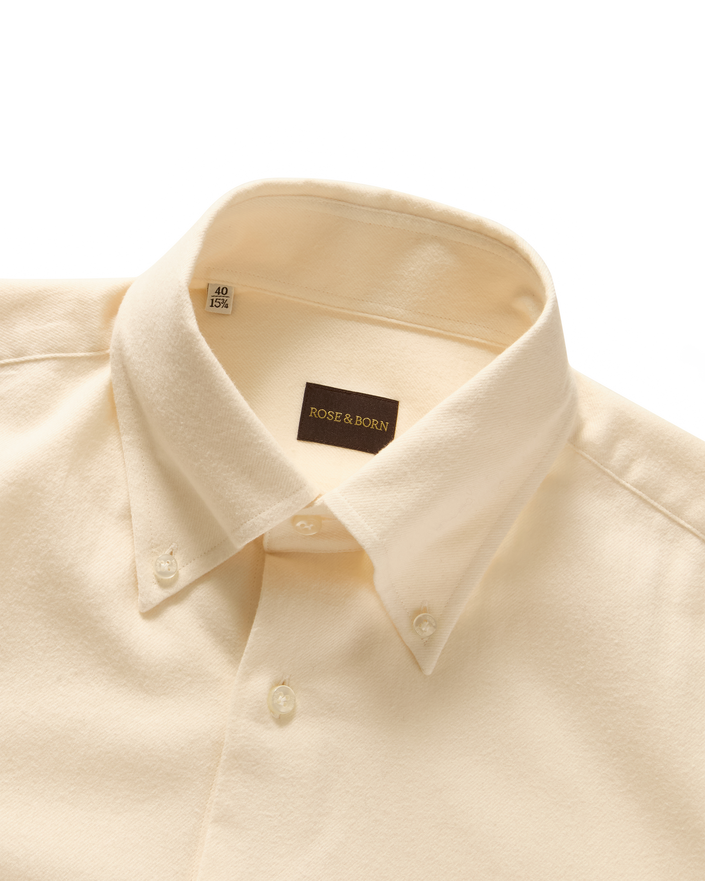 Brushed Cotton Button-Down Shirt Cream